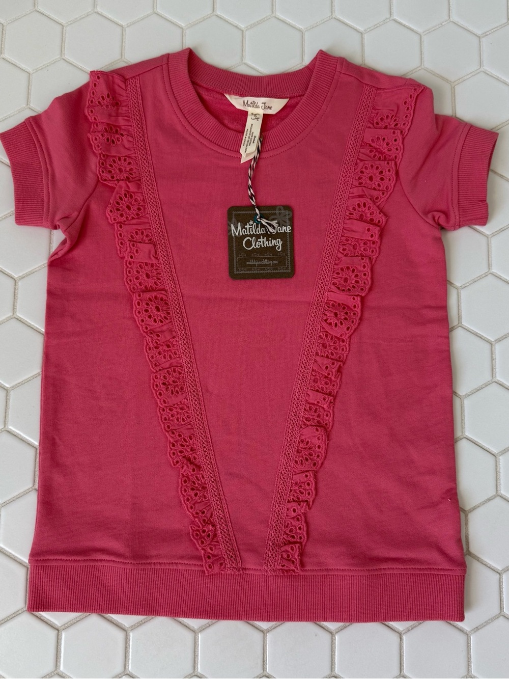 Matilda Jane Rose Pink Short Sleeve Lace-Trim Tee